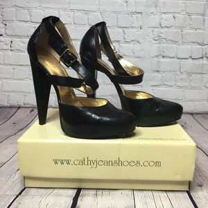 Cathy Jean Black Round Toe Hidden Platform